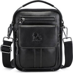 Genuine Leather Small Messenger Bag for Men Crossbody Shoulder Bag for Ipad MIni